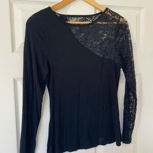 VENUS Black Lace Accent Blouse